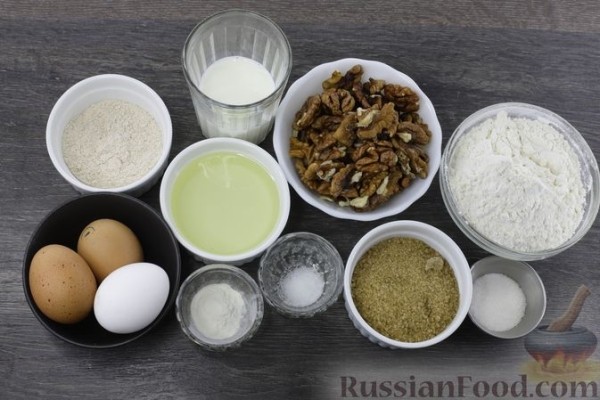 Маффины на растительном масле, с грецкими орехами