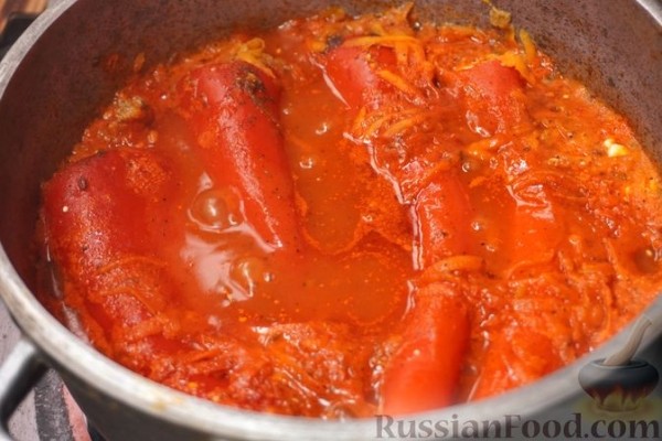 Перцы, фаршированные мясом, помидором и сыром (без риса)