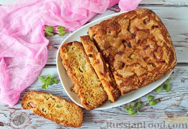 Кекс на йогурте, с ревенем и апельсиновой цедрой