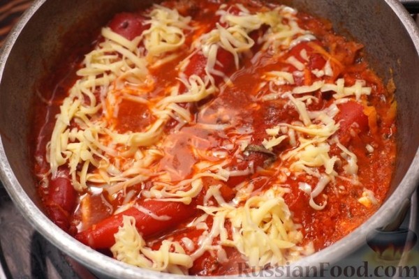 Перцы, фаршированные мясом, помидором и сыром (без риса)