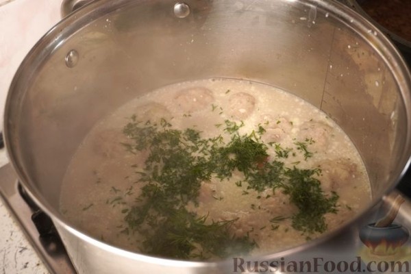 Рыбный суп с фрикадельками и сметаной