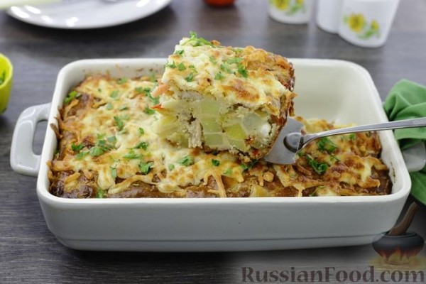 Картофельная запеканка с курицей и сыром