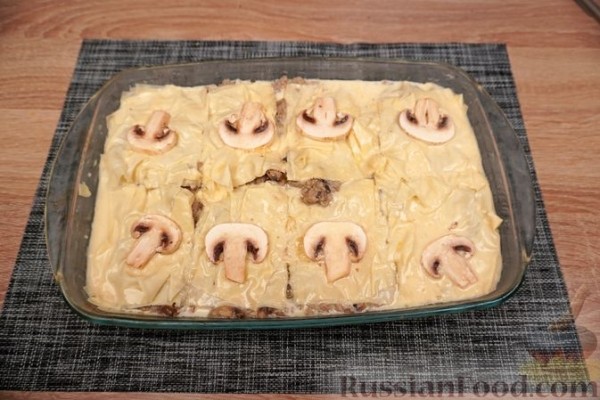 Бугаца с фаршем и грибами (пирог из теста фило)