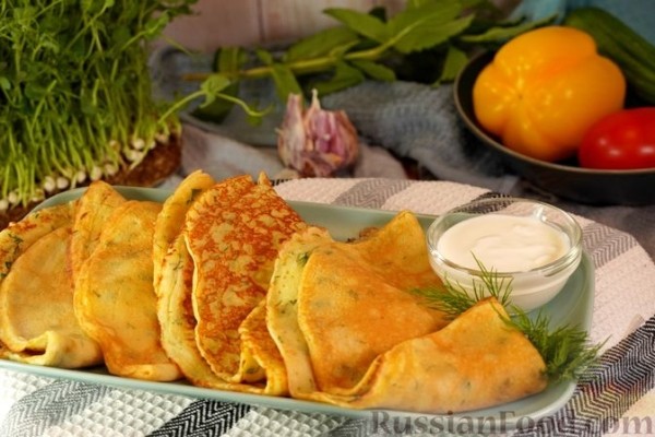 Тонкие картофельные блины с зеленью