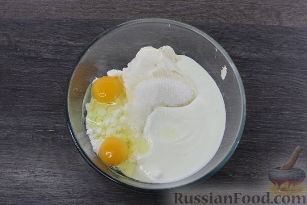 Чизкейк из теста фило, с творогом, сливочным сыром, вишней и орехами