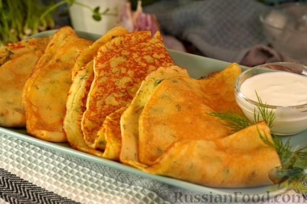 Тонкие картофельные блины с зеленью