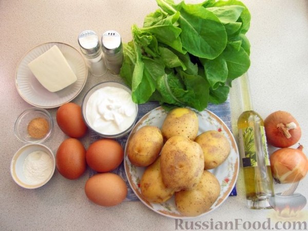 Молодой картофель, запечённый со шпинатом и сыром