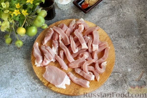 Свинина с кабачками в кисло-сладком соусе