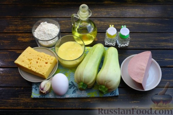 Оладьи из кабачков с сыром и колбасой