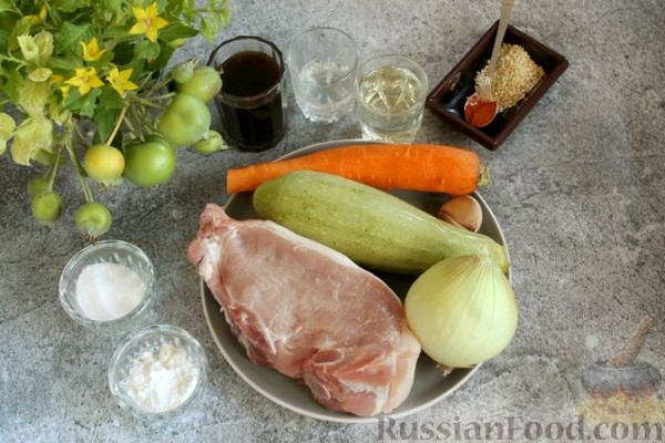 Свинина с кабачками в кисло-сладком соусе
