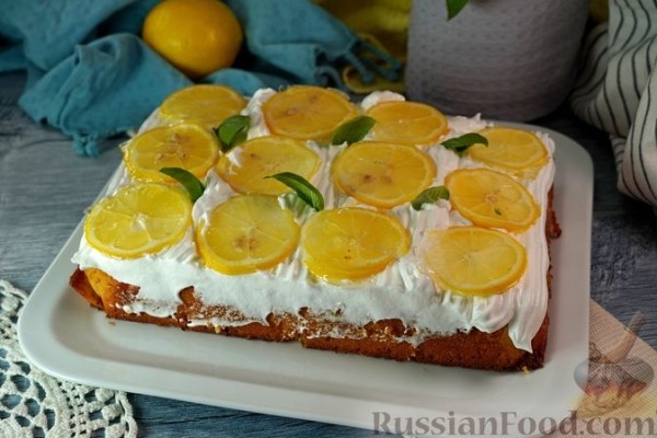 Лимонный равани с белковым кремом