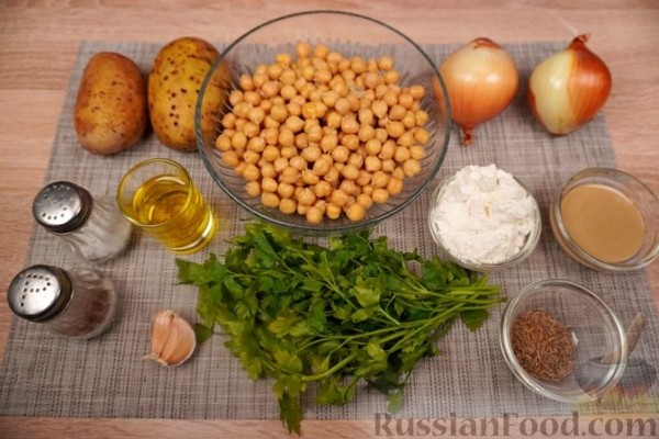 Котлеты из нута, картофеля и тахини