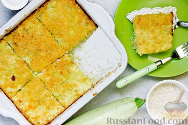 Запеканка из кабачков с курицей и рисом