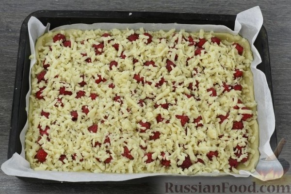 Постный тёртый пирог с малиной