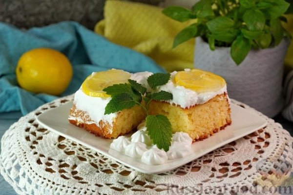 Лимонный равани с белковым кремом