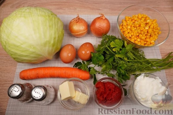 Голубцы с кукурузой и яйцами