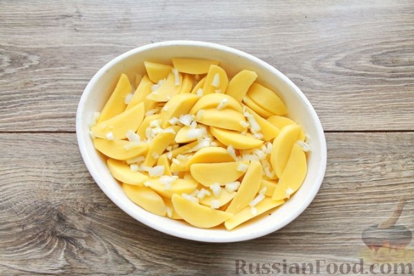 Картофель, запечённый в кефире с сыром