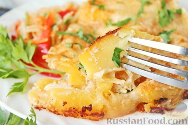 Картофель, запечённый в кефире с сыром