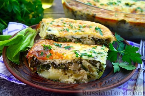 Молодой картофель, запечённый со шпинатом и сыром