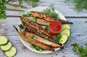 Корюшка на мангале Корюшка на мангале