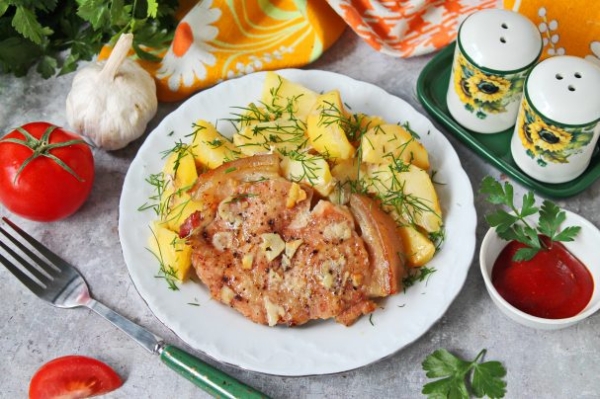 Отбивные с картошкой в духовке Отбивные с картошкой в духовке