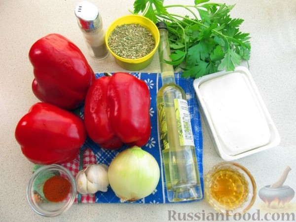 Запечённый перец с сырно-чесночной начинкой