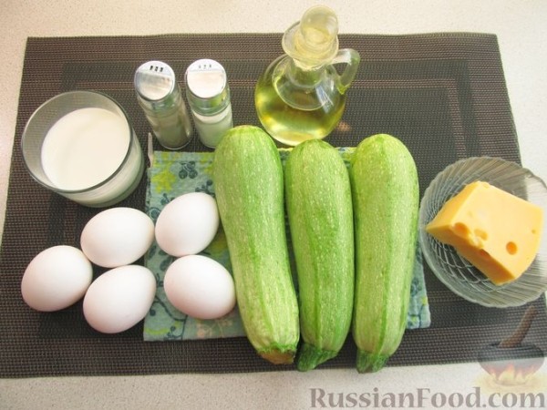 Запечённые кабачки в яично-молочной заливке, с сыром