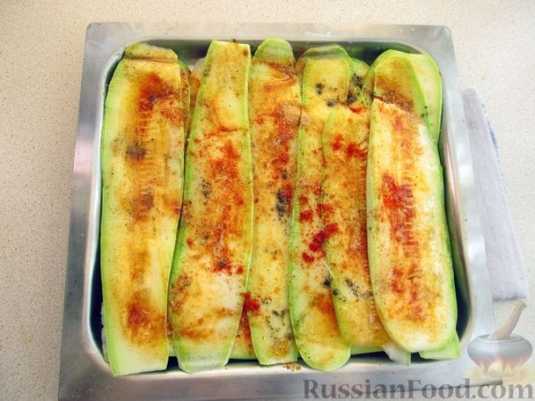 Блинные рулетики с кабачками и сыром (в духовке)