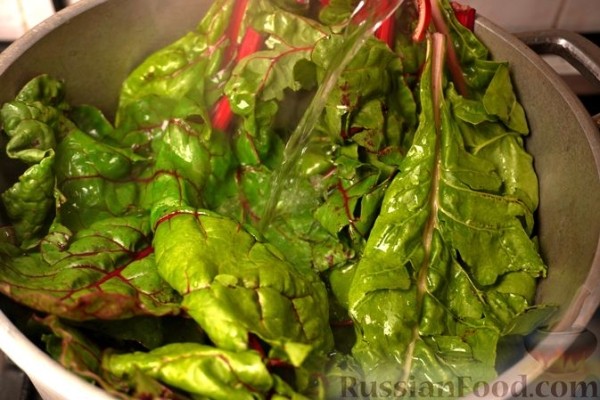 Сарма из свекольной ботвы с рисом и булгуром