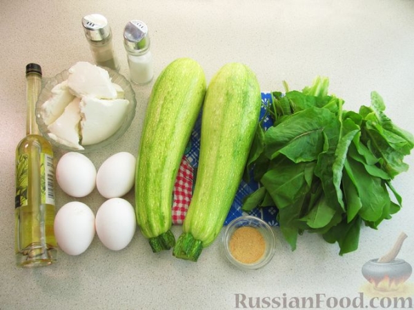 Запеканка из кабачков, шпината и феты