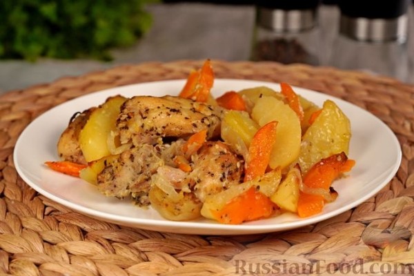 Курица, запечённая с картофелем и имбирём (в пакете)