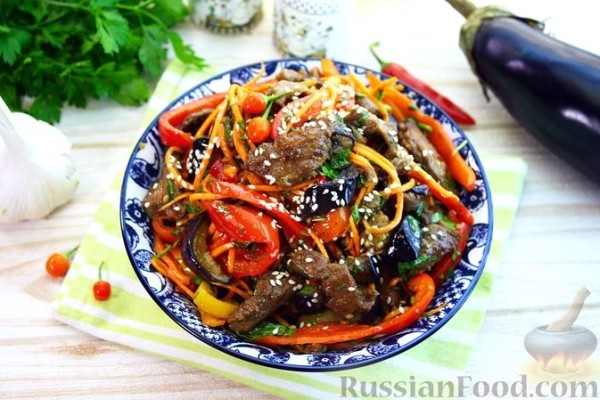 Баклажаны по-корейски с мясом