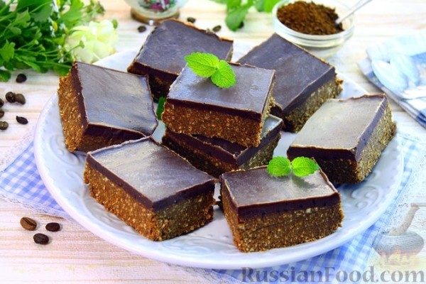 Кофейные брауни со сгущенкой (без выпечки)