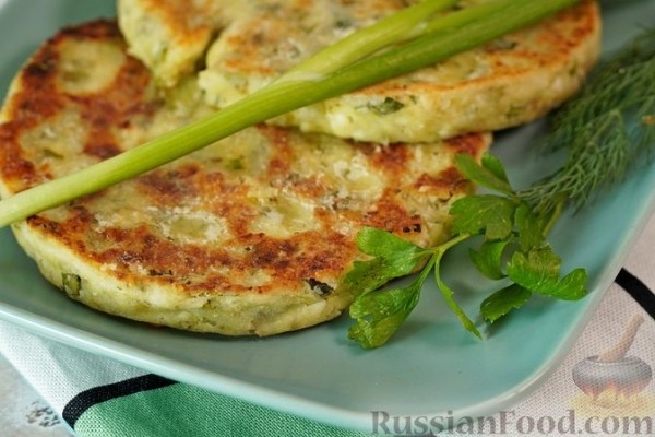 Лепёшки из творога с зеленью
