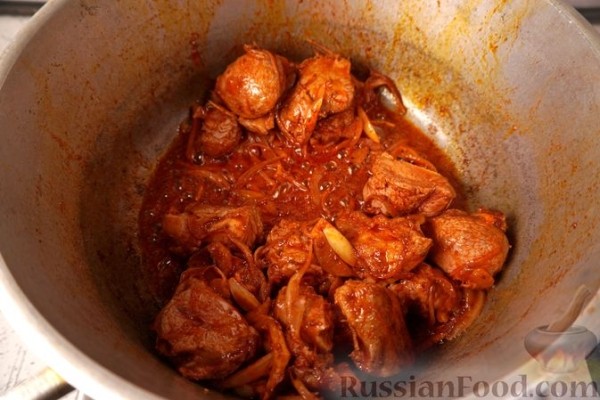 Баранина, тушенная с овощами