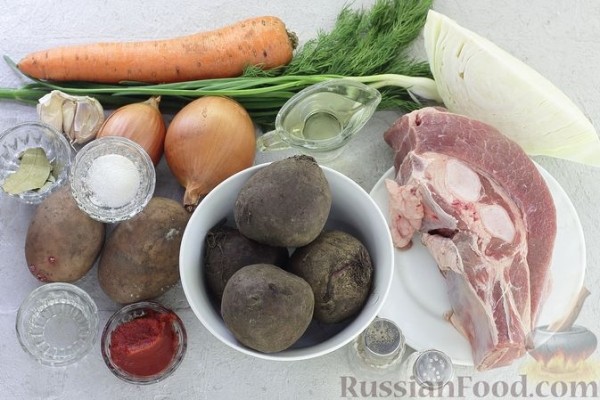 Борщ с говядиной и свекольным отваром