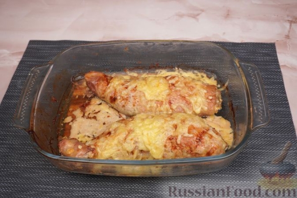 Фаршированные куриные окорочка с кабачком