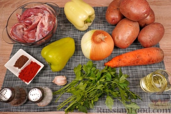 Баранина, тушенная с овощами