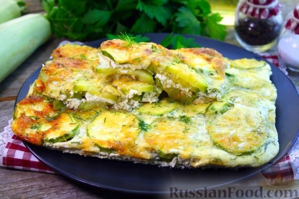 Кабачки, запечённые в сливках, с сыром