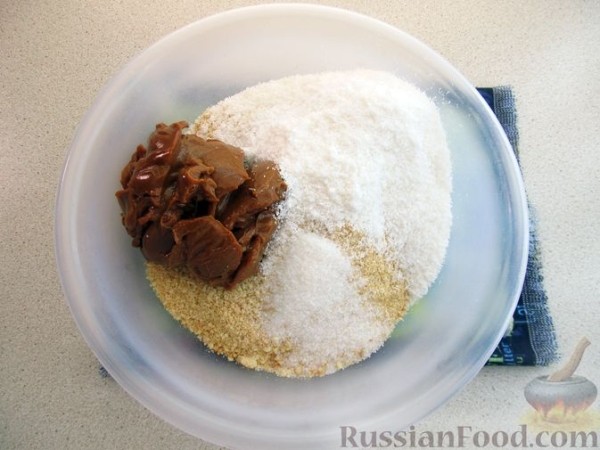 Кофейные брауни со сгущенкой (без выпечки)