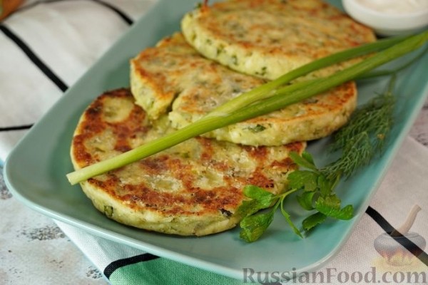 Лепёшки из творога с зеленью