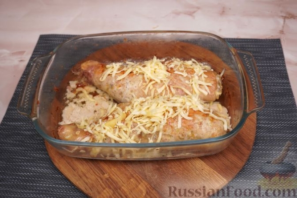 Фаршированные куриные окорочка с кабачком