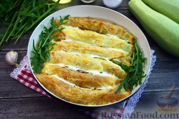 Рулетики из кабачковых блинов с мясным фаршем (в духовке)