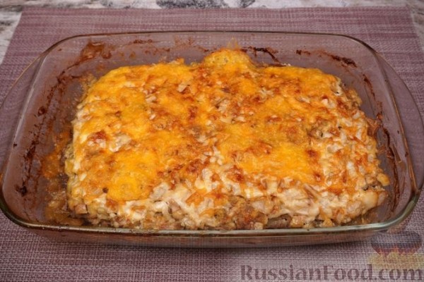 Запеканка из фарша с яблоками