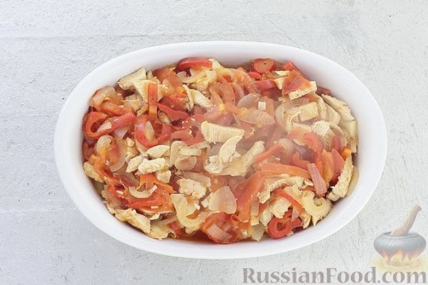 Запеканка из макарон с курицей и овощами