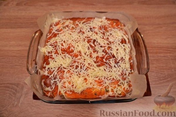Клафути с зелёным горошком и беконом
