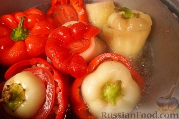 Фаршированный перец с рисом, фисташками и изюмом