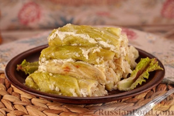 Голубцы с рыбой, картофелем и квашеной капустой (в духовке) Голубцы с рыбой, картофелем и квашеной капустой (в духовке)