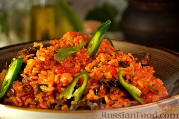 Пилав с виноградными листьями