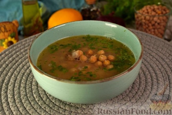 Греческий нутовый суп с лимоном